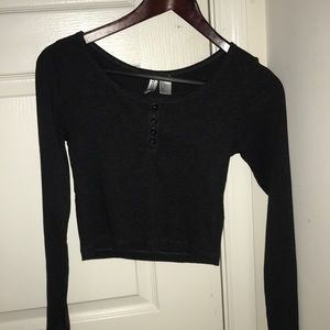 dark gray, button down, crop top